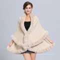 2020 Großhandel European New Style Graceful Damen Shaggy Samt Winter Dicker Wärmer Poncho Schal Shaggy Kragen Strickmantel Poncho